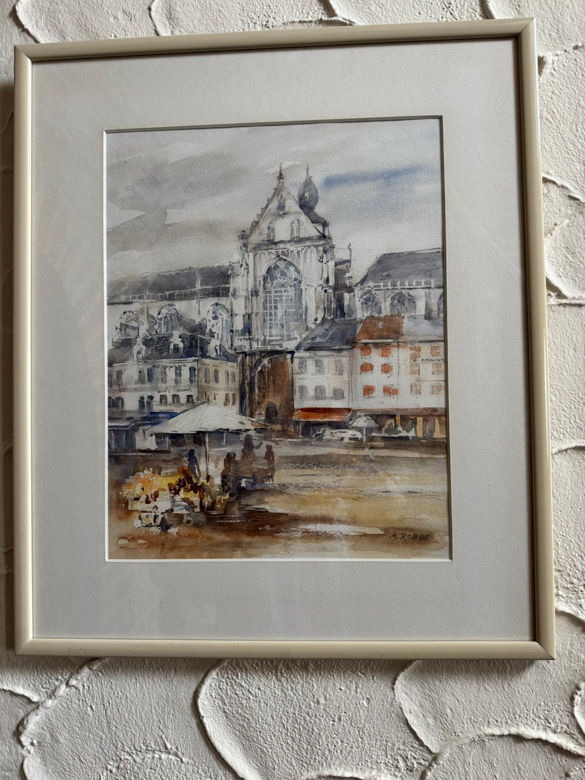 Aquarel OLV Kathedraal -Groenplaats Antwerpen, Antiek en Kunst, Ophalen