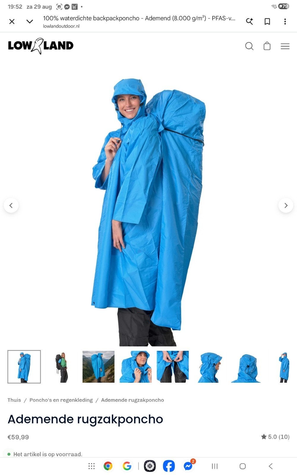 (RUGZAK)PONCHO, Caravans en Kamperen, Regenkleding, Ophalen, Nieuw, Regenponcho, Dames