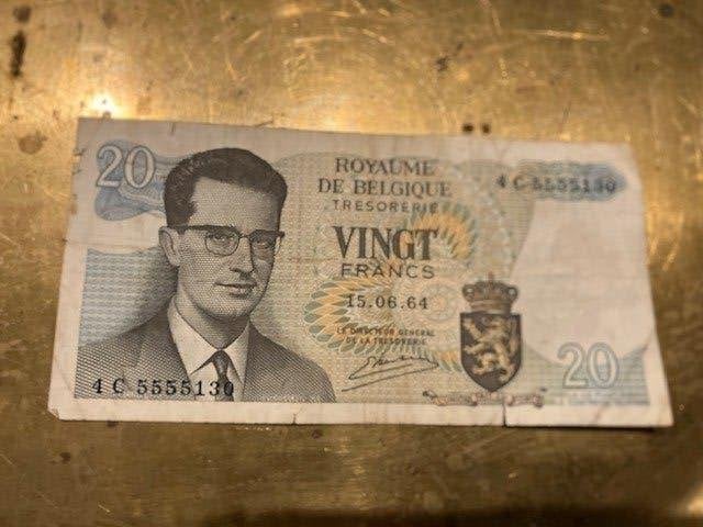 BANKBRIEFJE BILJET 20 BELGISCHE FRANK 15 06 64, Ophalen of Verzenden, Los biljet