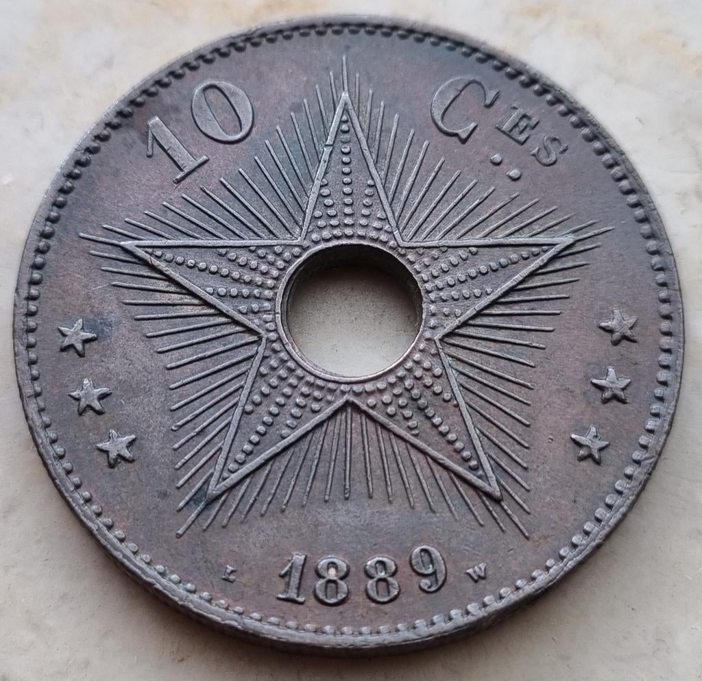 10 Cent 1889 (Belgisch Congo) Leopold II / Kwaliteit !, Ophalen of Verzenden, Losse munt