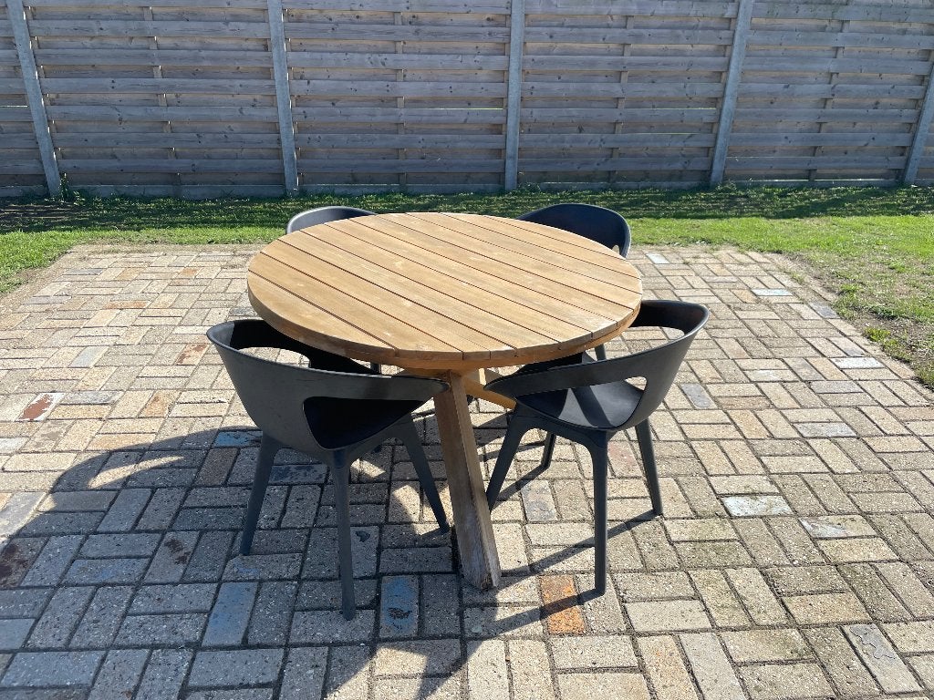 Tuintafel (120cm) met 4 stoelen, Jardin & Terrasse, Ensembles de jardin, Table à dinner, Salons de jardin, Utilisé, Enlèvement
