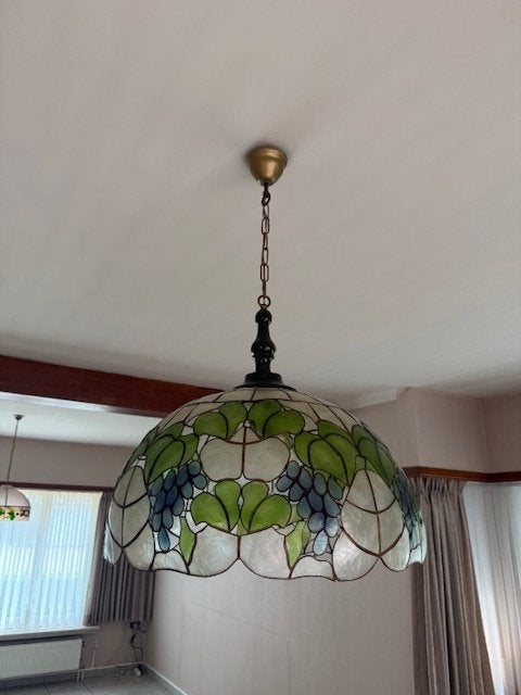 2 lusters tiffany/murano stijl, Huis en Inrichting, Lampen | Kroonluchters, Ophalen, Gebruikt, Glas, Brocante tiffany/murano stijl