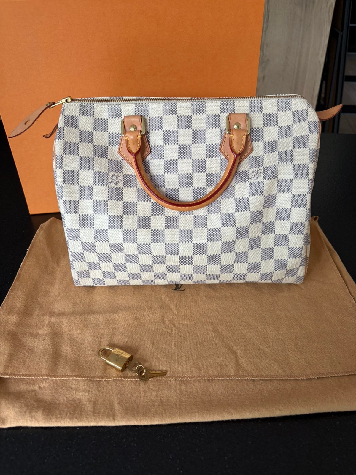 Originele louis vuitton speedy 30 damier azur, Enlèvement, Comme neuf