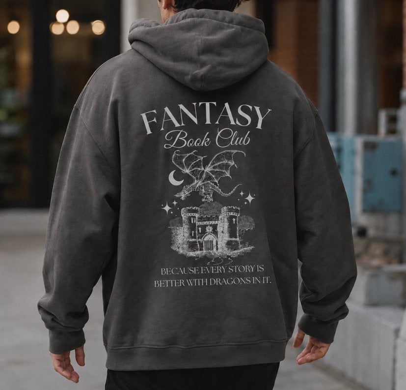 Fantasy book club hoodie met draak, Ophalen of Verzenden, Nieuw, Maat 38/40 (M), Grijs
