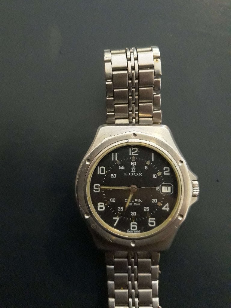Edox Delphin wr200, Handtassen en Accessoires, Horloges | Heren, Staal, Gebruikt, Staal, Polshorloge