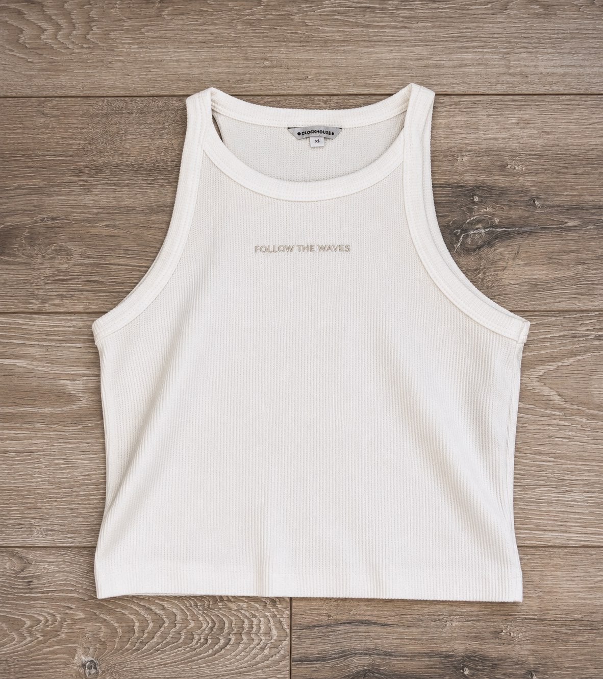 Witte tanktop met ribbels van C&A - Maat XS, Verzenden, Wit, Nieuw, Korte mouw