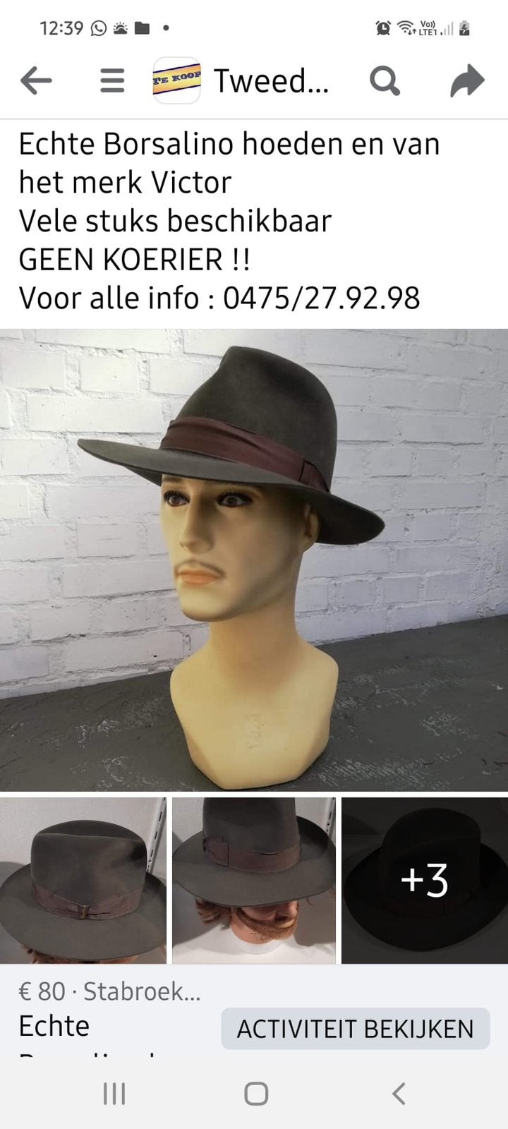 Echte Borsalino hoed-topkwaliteit !, Vêtements | Hommes, Chapeaux & Casquettes, Enlèvement, Chapeau