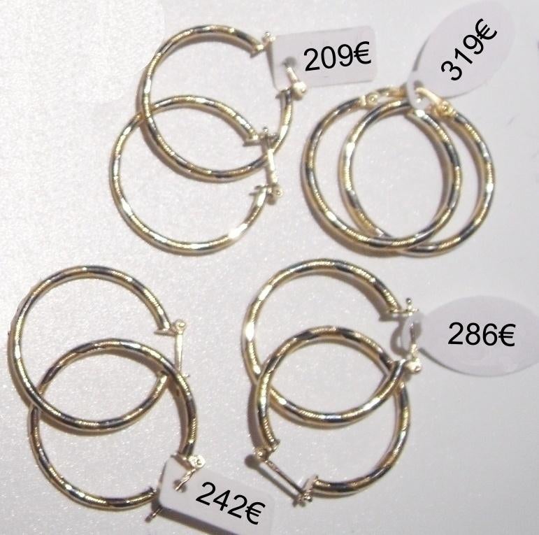 Boucles d'oreille / Créoles fines en or bicolore 18K, NEUVES, Bijoux, Sacs & Beauté, Boucles d'oreilles, Neuf, Enlèvement ou Envoi