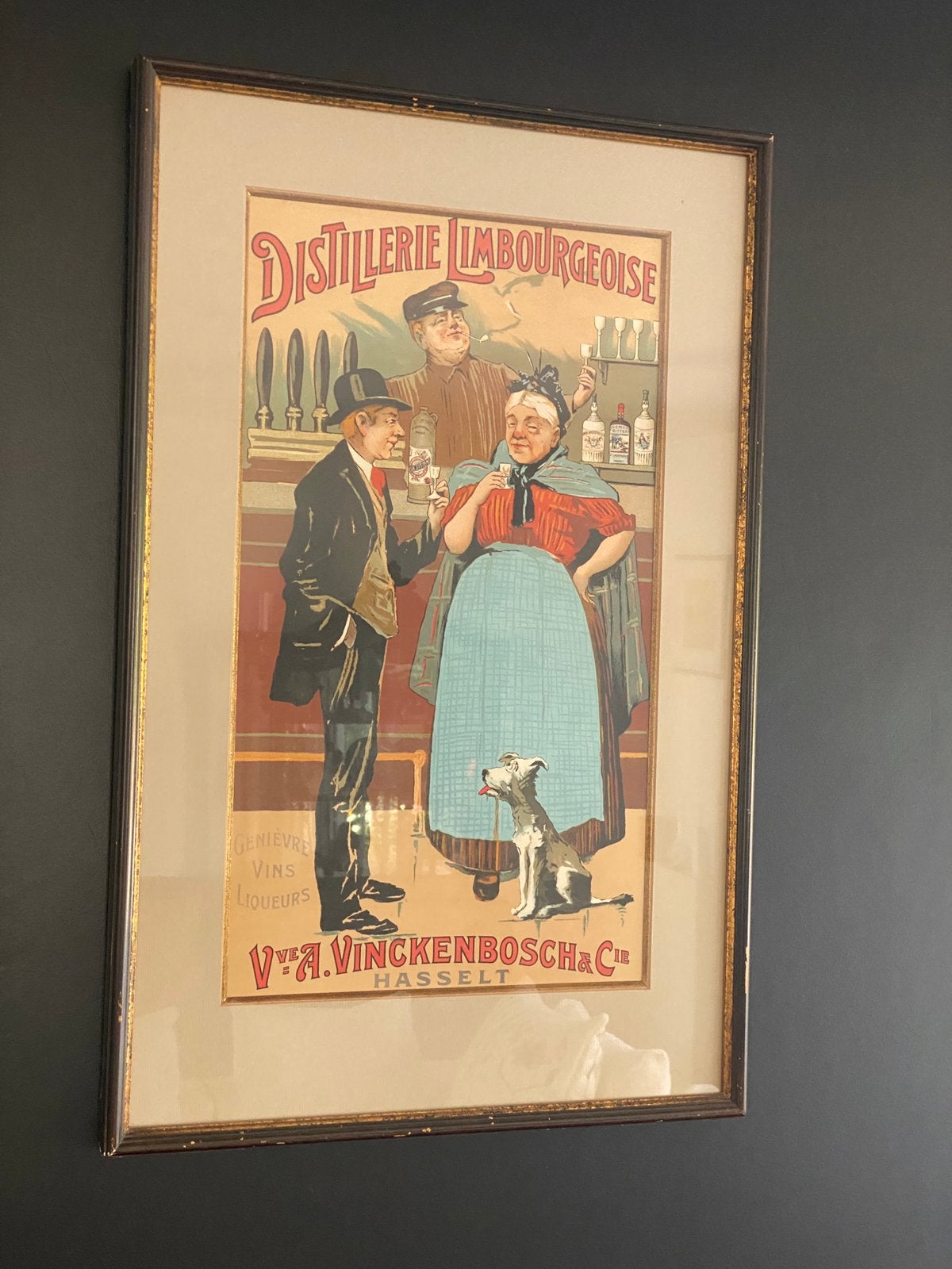 Distillerie Limbourgeoise Vinckenbosch & Cie Hasselt, Verzamelen, Merken en Reclamevoorwerpen, Gebruikt, Reclamebord, Ophalen