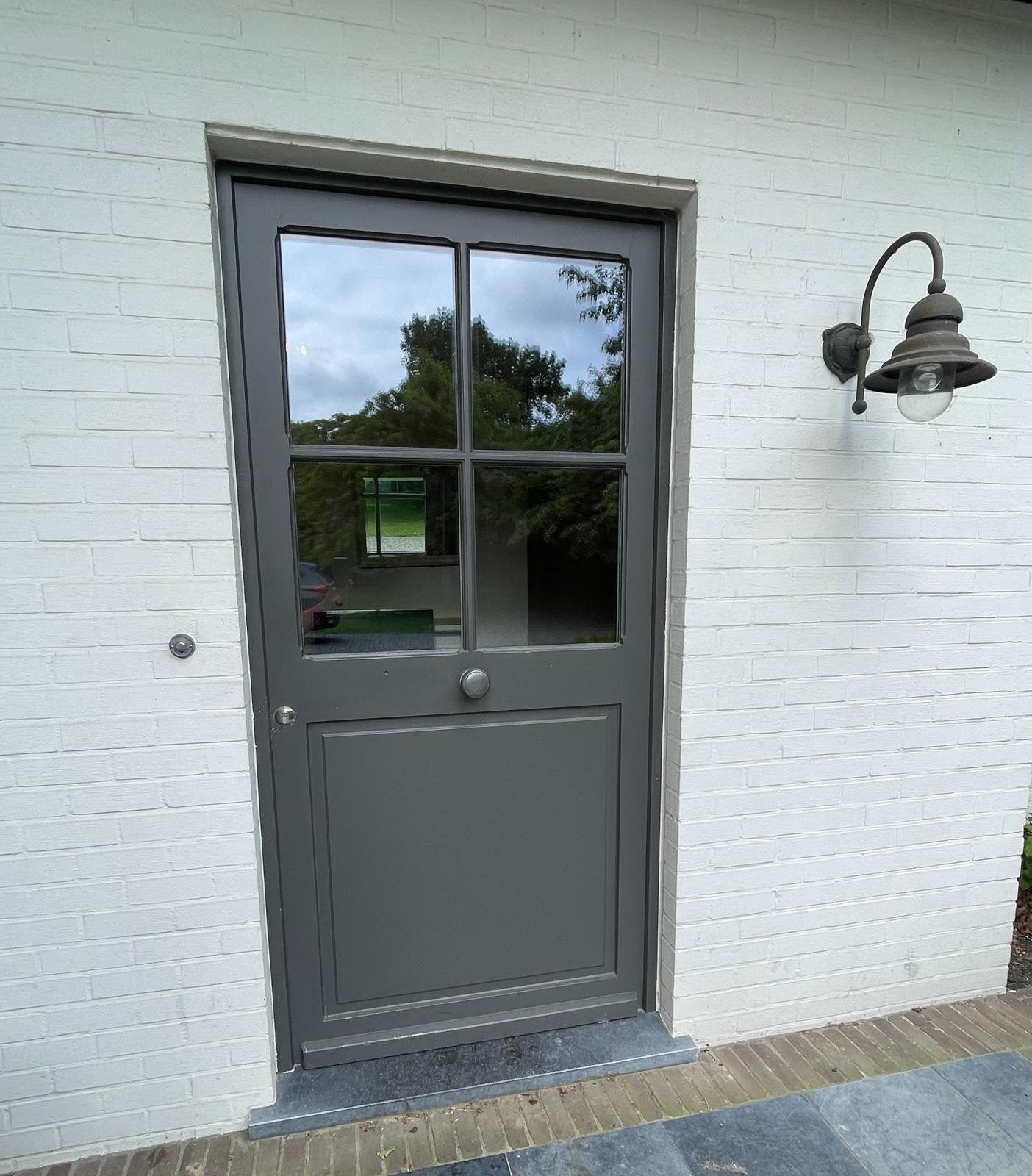 Afrormosia voordeur met dubbel glas met onderverdeling, Ophalen, Glas