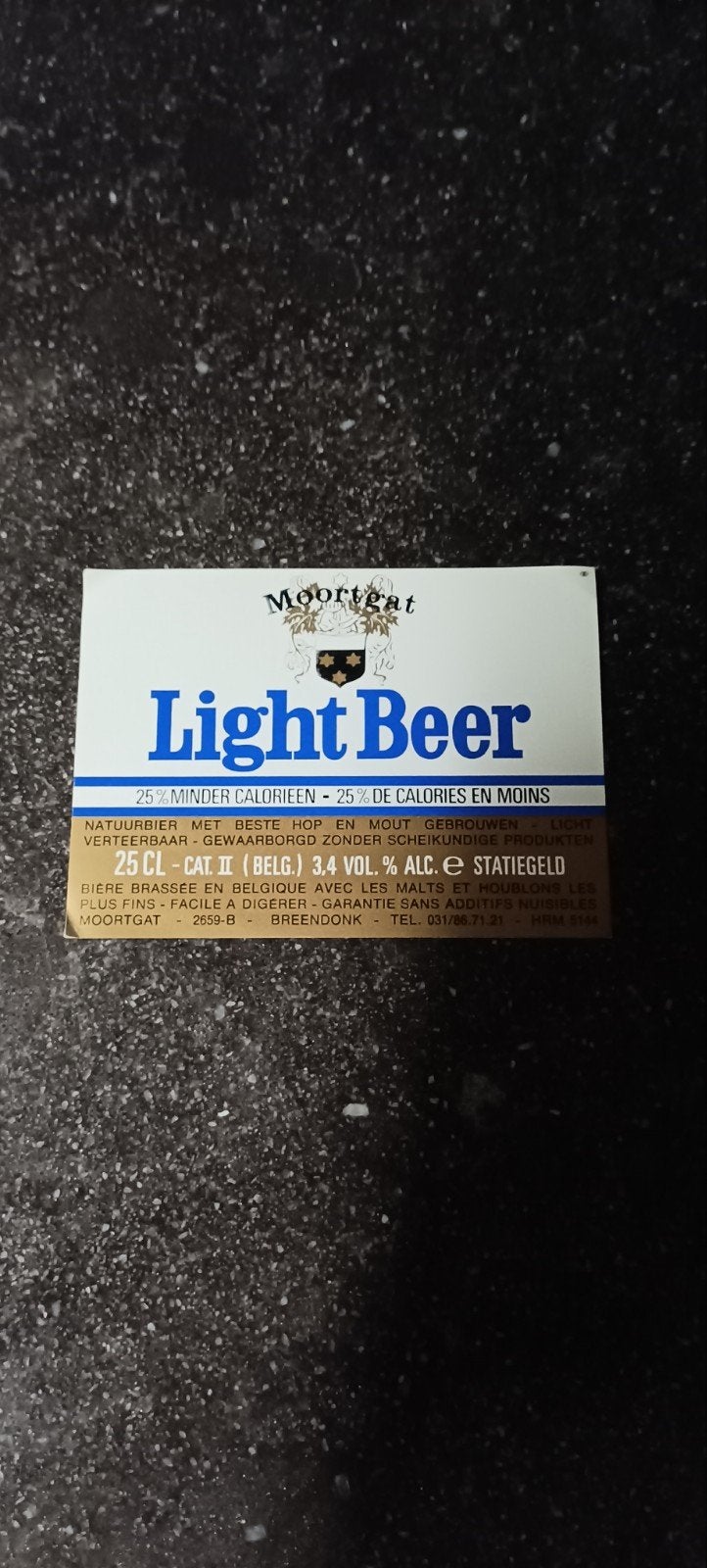 oud bieretiket Light beer br moortgat Breendonk, Ophalen of Verzenden