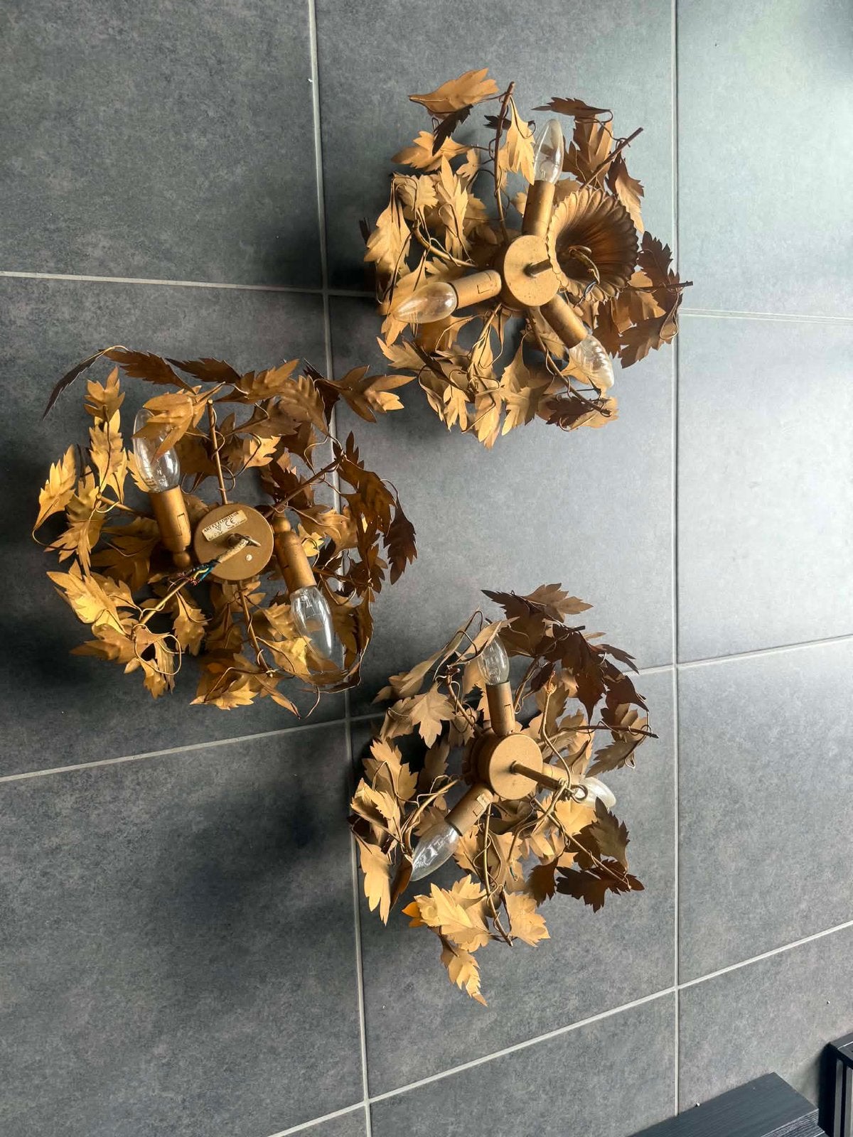 Plafonnier vintage en métal doré, Maison & Meubles, Accessoires pour la Maison | Couronnes, Enlèvement, Utilisé, Métal