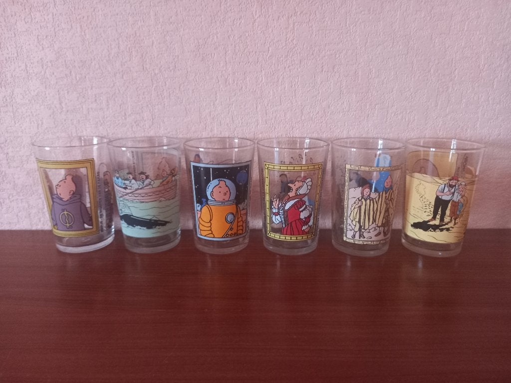 Verres Amora Tintin 1994 - 5 € pièce, Enlèvement ou Envoi, Tintin, Comme neuf, Autres types