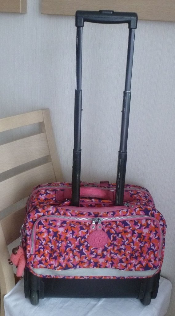 Kipling trolley multicolores 2 roues et bretelles + singe, Enlèvement ou Envoi, 30 à 40 cm, Autres couleurs, Utilisé