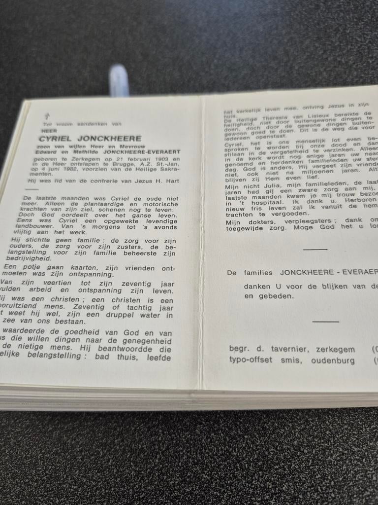Bidprentjes Zerkegem, Ophalen of Verzenden