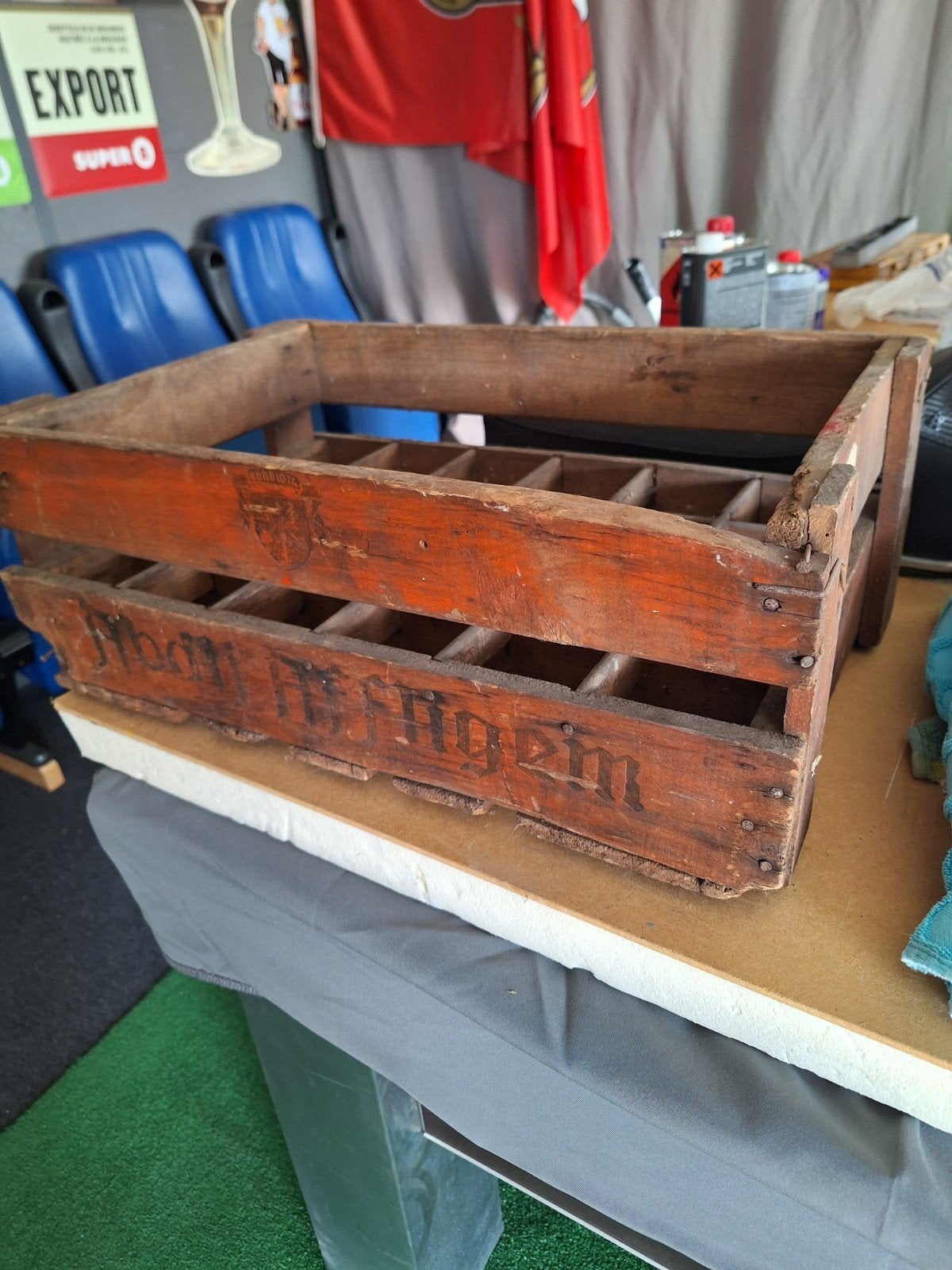 Houten bierbak roman haacht afligem, Ophalen