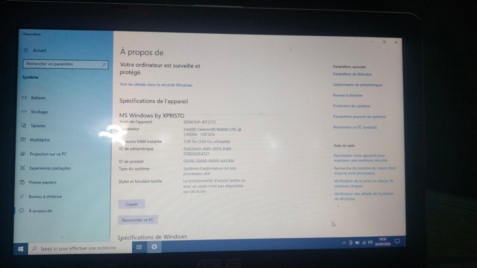 ordinateur portable Asus, Enlèvement