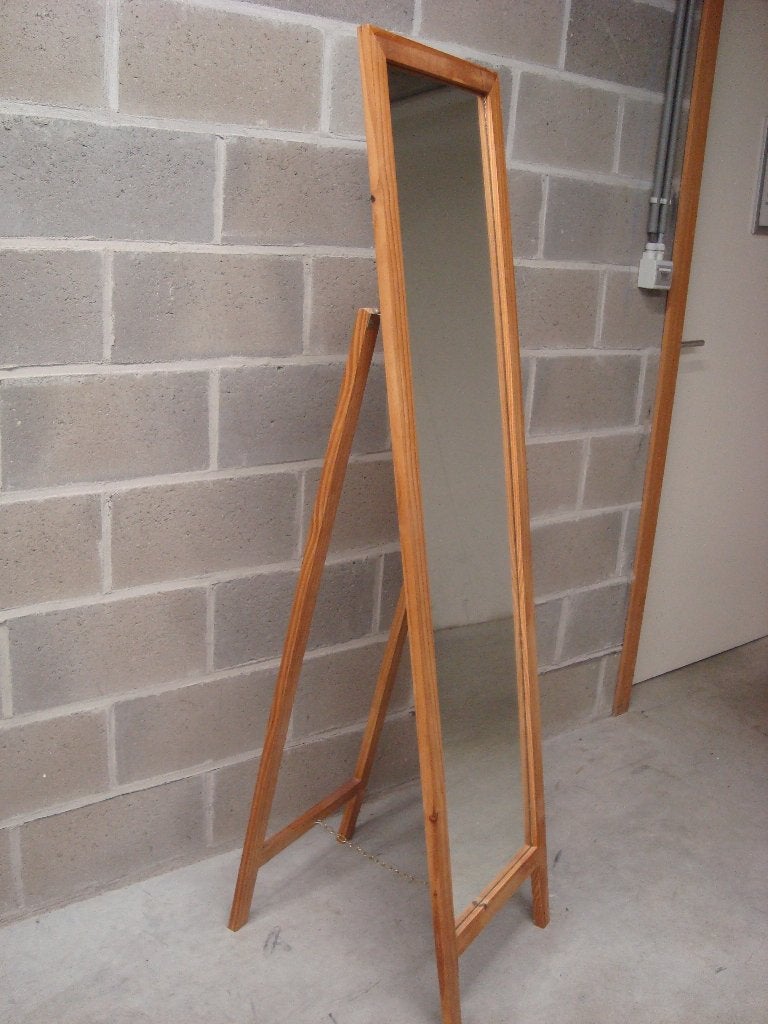 grand miroir sur pied en bois naturel, Maison & Meubles, Comme neuf, Rectangulaire, Moins de 50 cm, 150 à 200 cm