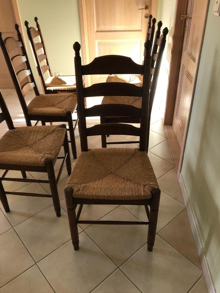 eiken stoelen, Huis en Inrichting, Ophalen, Bruin, Zo goed als nieuw, Vijf, Zes of meer stoelen