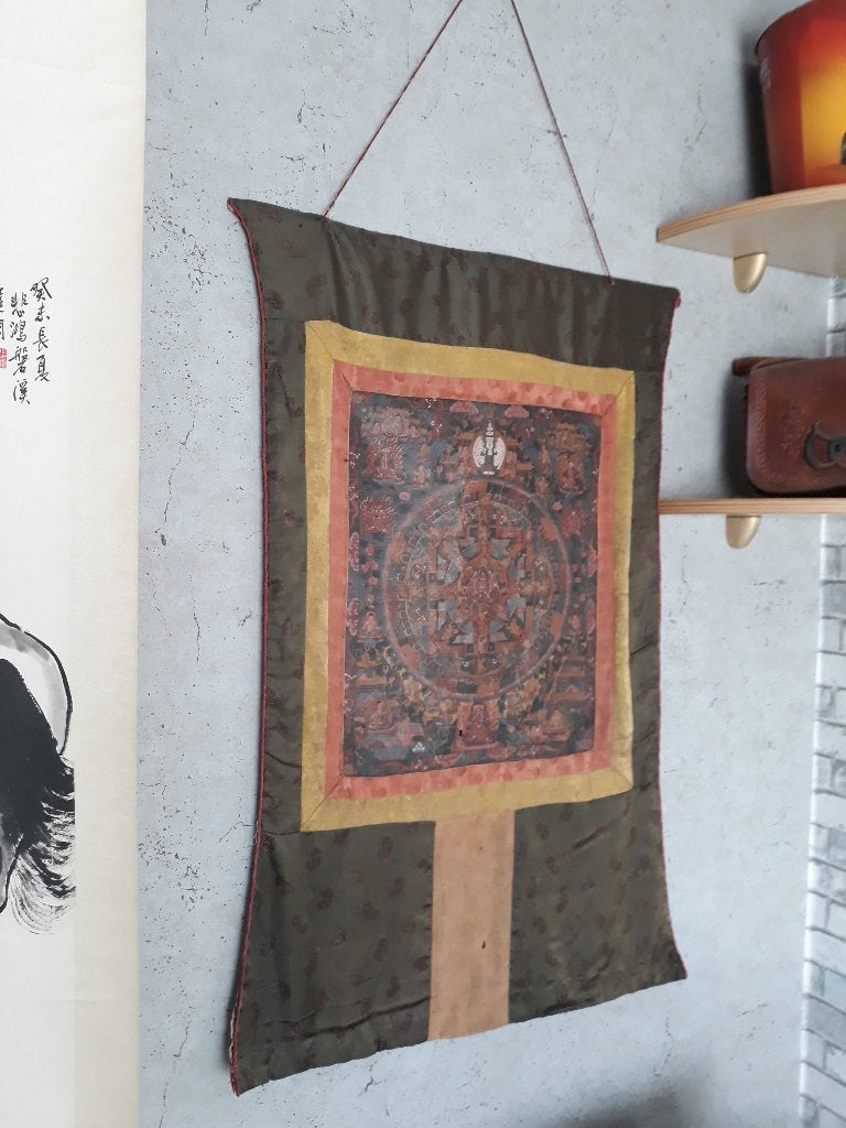 antieke boeddhistische thangka, Antiquités & Art, Tibet, Enlèvement ou Envoi, Décoration murale, Textile