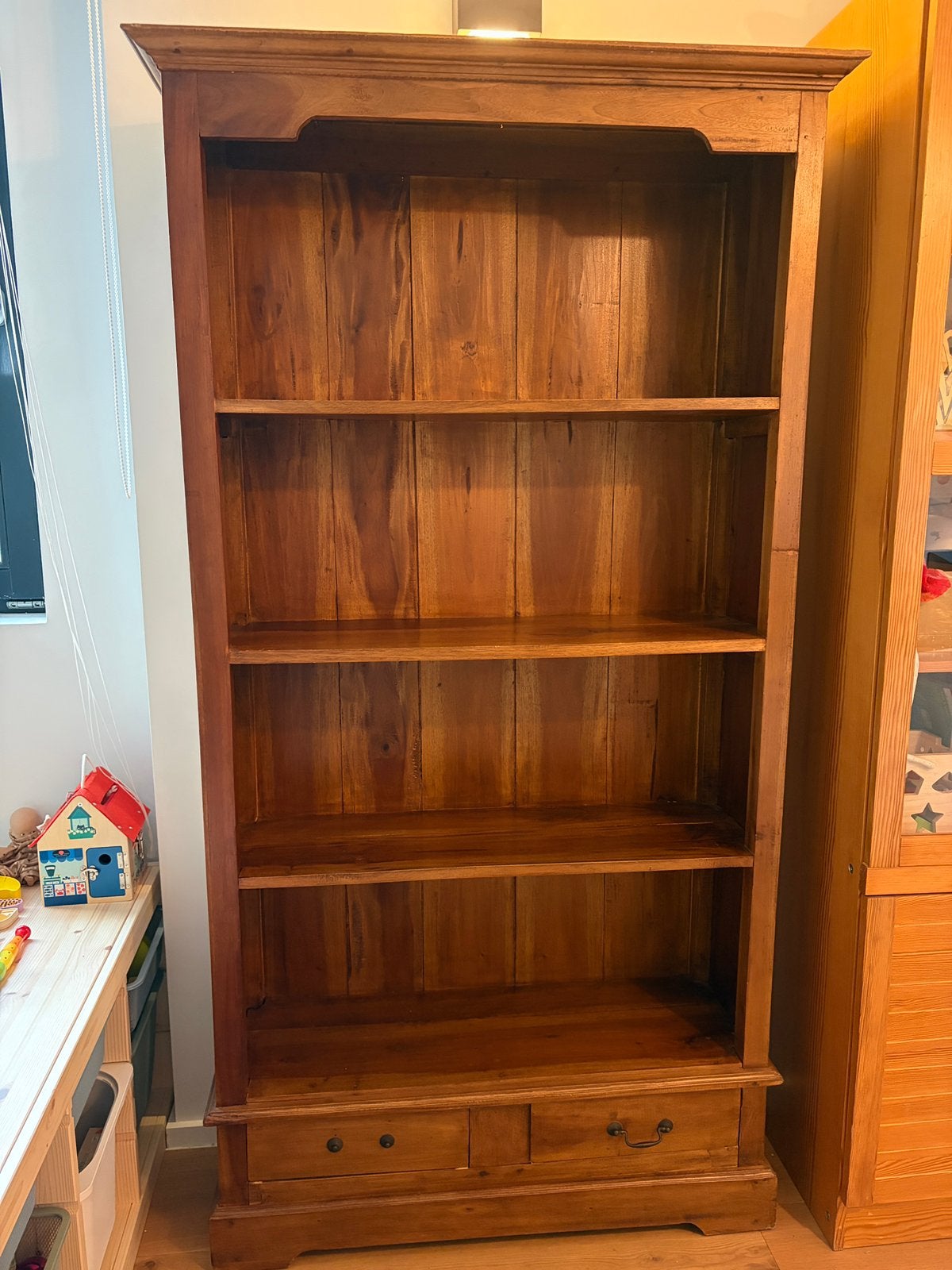 Houten bibliotheekkast, Huis en Inrichting, Ophalen, Gebruikt, 50 tot 100 cm, Met lade(s)