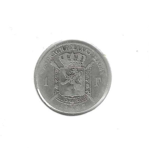 België, 1 Frank 1887 VL., Timbres & Monnaies, Enlèvement ou Envoi, Monnaie en vrac, Argent, Argent