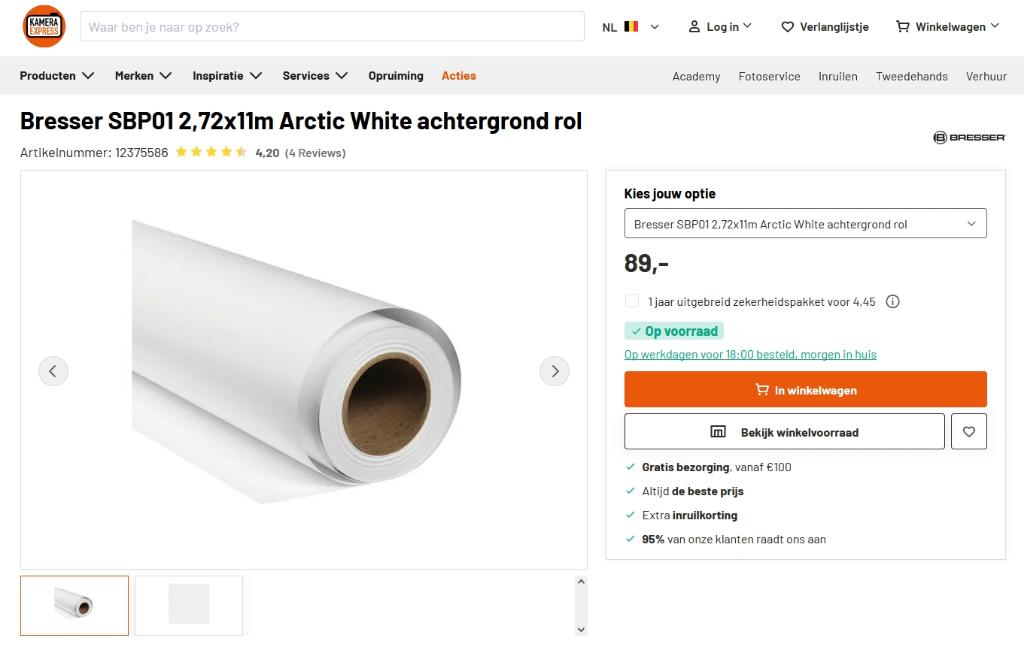 Fotografie Achtergrond papier - Wit / Zwart, Audio, Tv en Foto, Fotografie | Fotostudio en Toebehoren, Ophalen, Gebruikt, Achtergrond