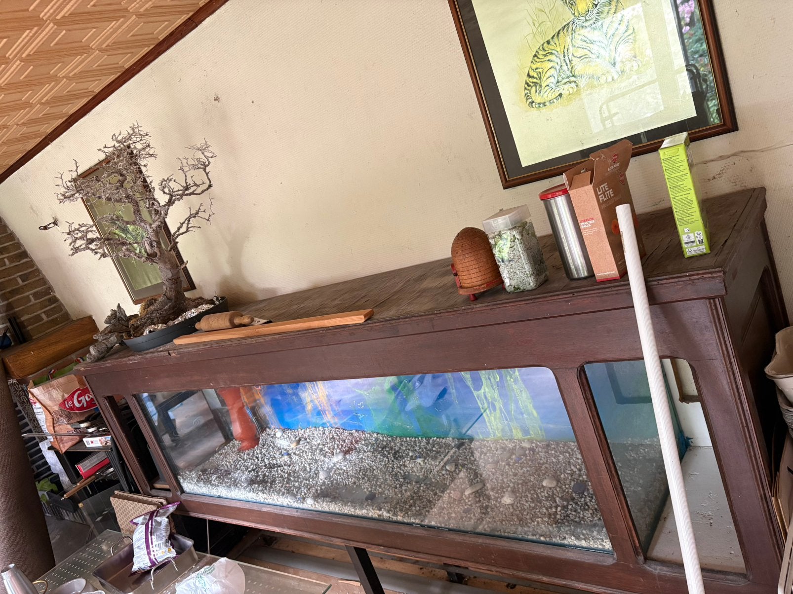 Oud aquarium met kast, Dieren en Toebehoren, Ophalen, Gebruikt, Leeg aquarium