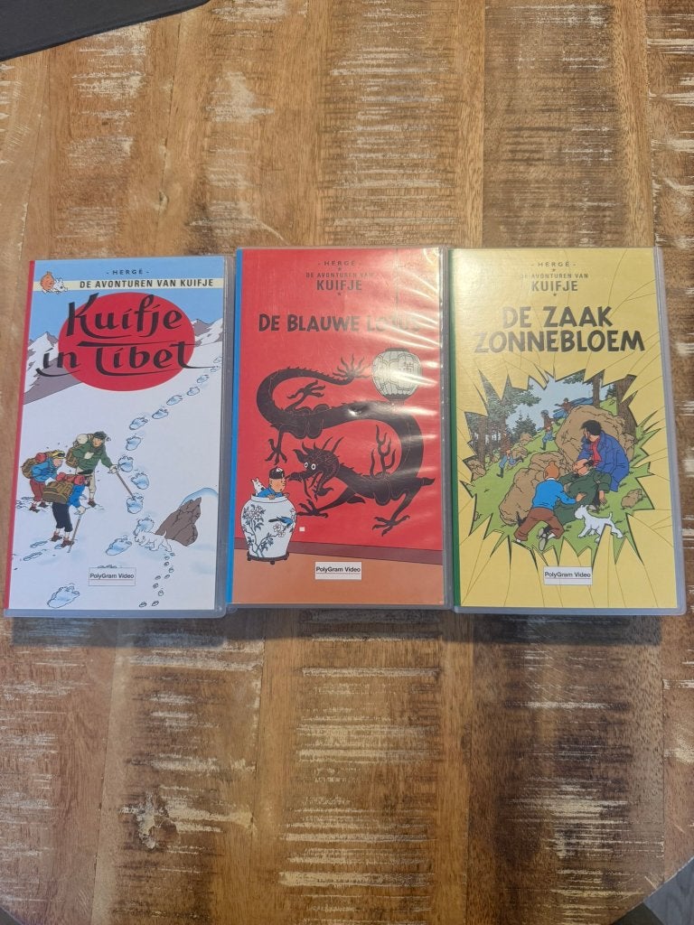 3 vintage VHS Casettes van Kuifje, Nederlands gesproken, Animatie, Vanaf 9 jaar, Zo goed als nieuw, VHS
