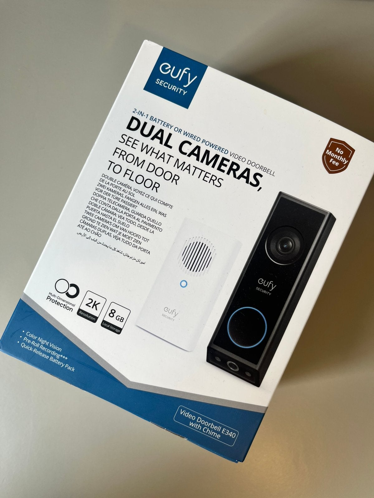 Eufy E340 deurbel camera met chime, Ophalen of Verzenden, Zo goed als nieuw