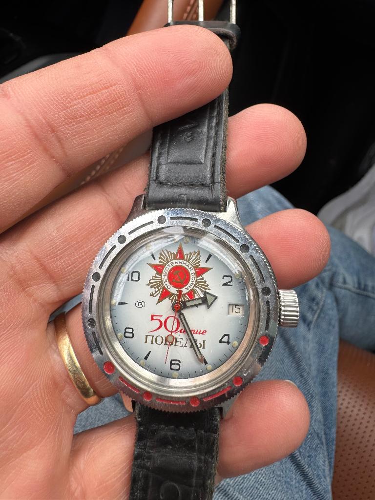 Automstische heren horloge, Ophalen, Staal, Polshorloge, Leer