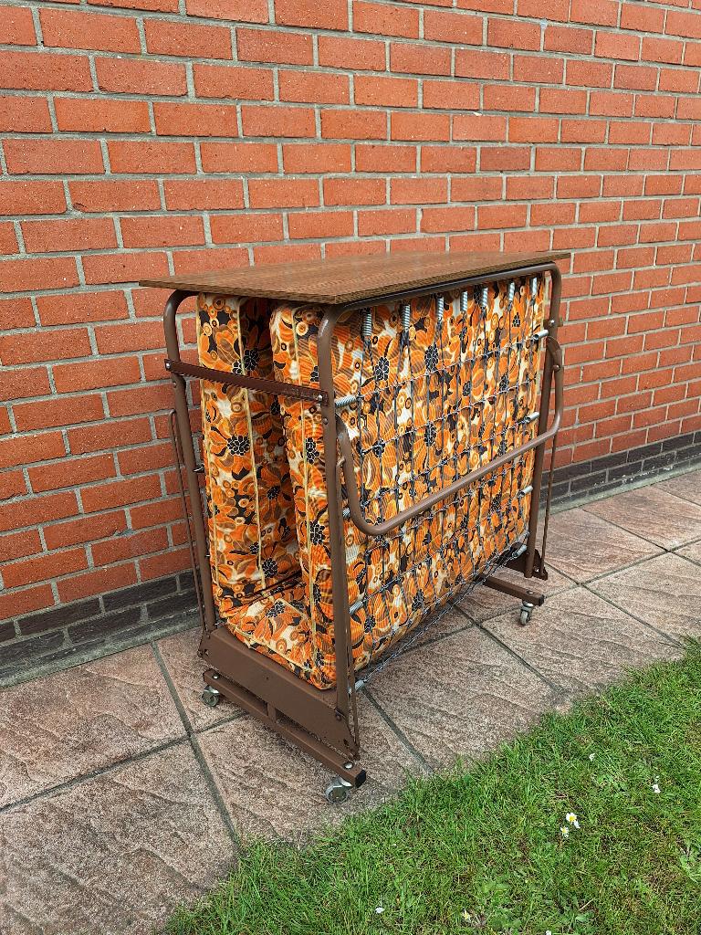 Vintage plooibed - logeerbed, Ophalen, Gebruikt, Eenpersoons, 200 cm