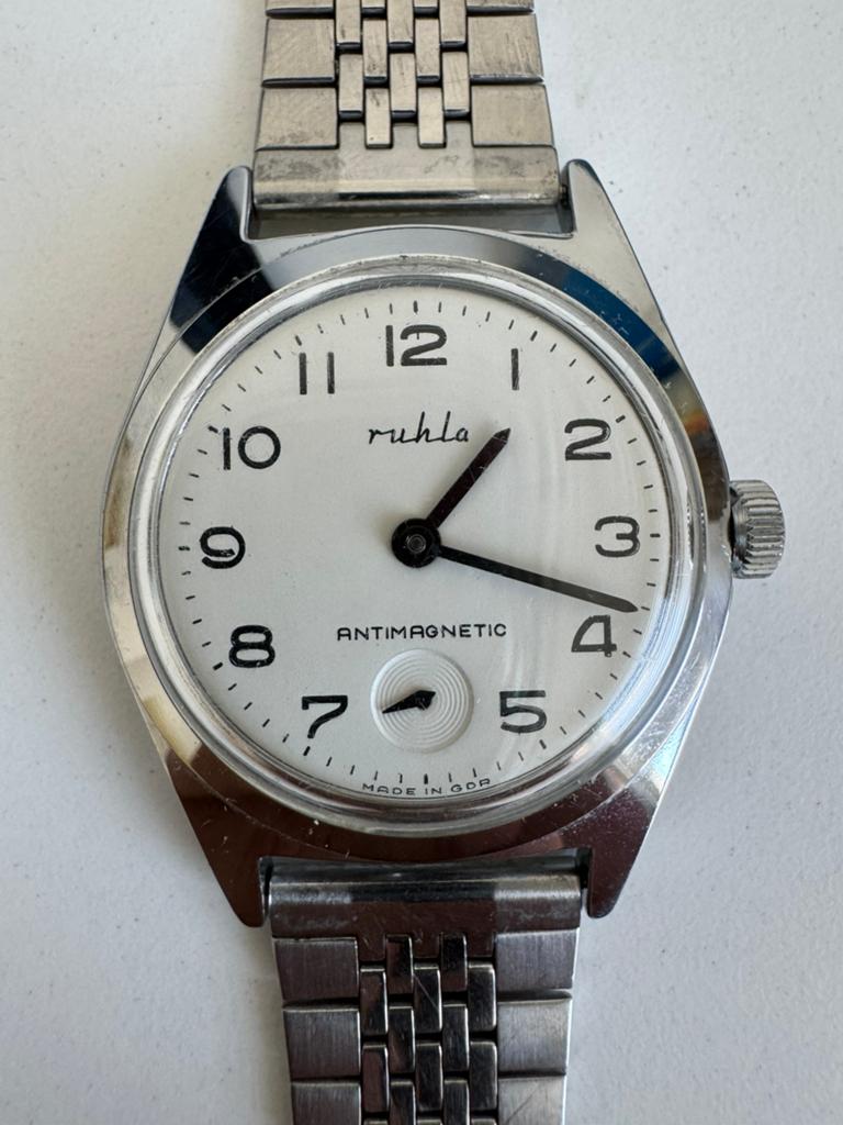 Montre Vintage RUHLA – Mécanique – Made in GDR – 37mm, Antiquités & Art, Enlèvement ou Envoi