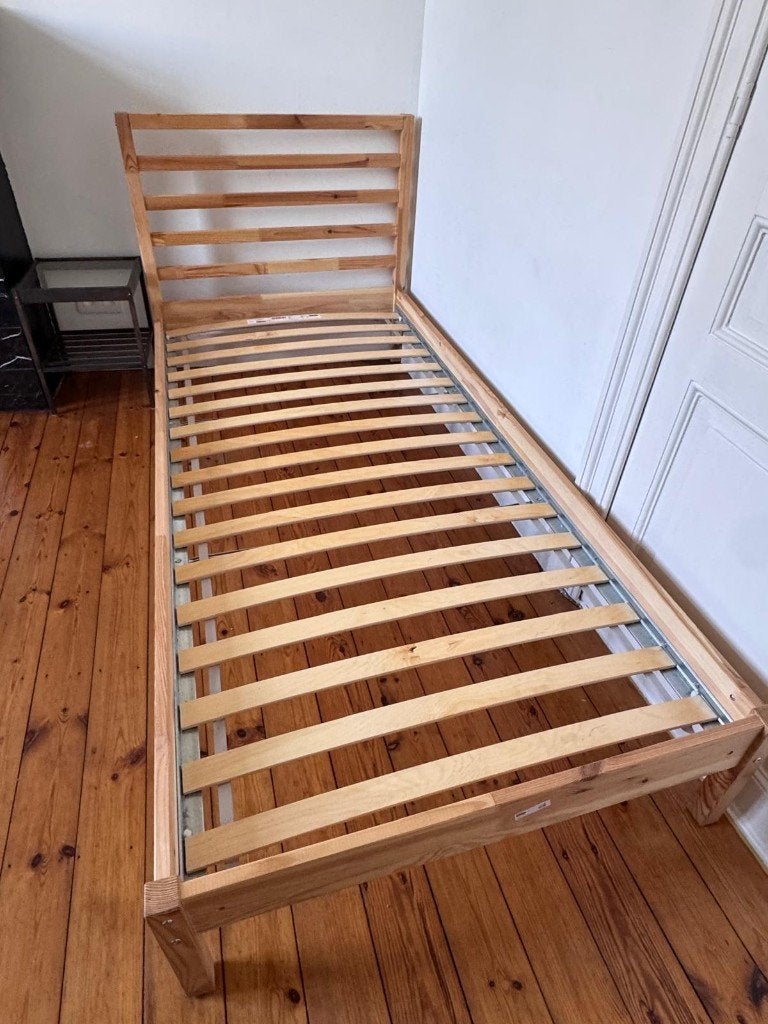 bedframe 90 x 200 cm, Ophalen, 90 cm, Eenpersoons, Bruin