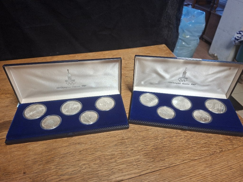 Olympische Spelen Moskou 1980 – 2 sets zilveren munten, Ophalen, Centraal-Azië, Setje, Zilver