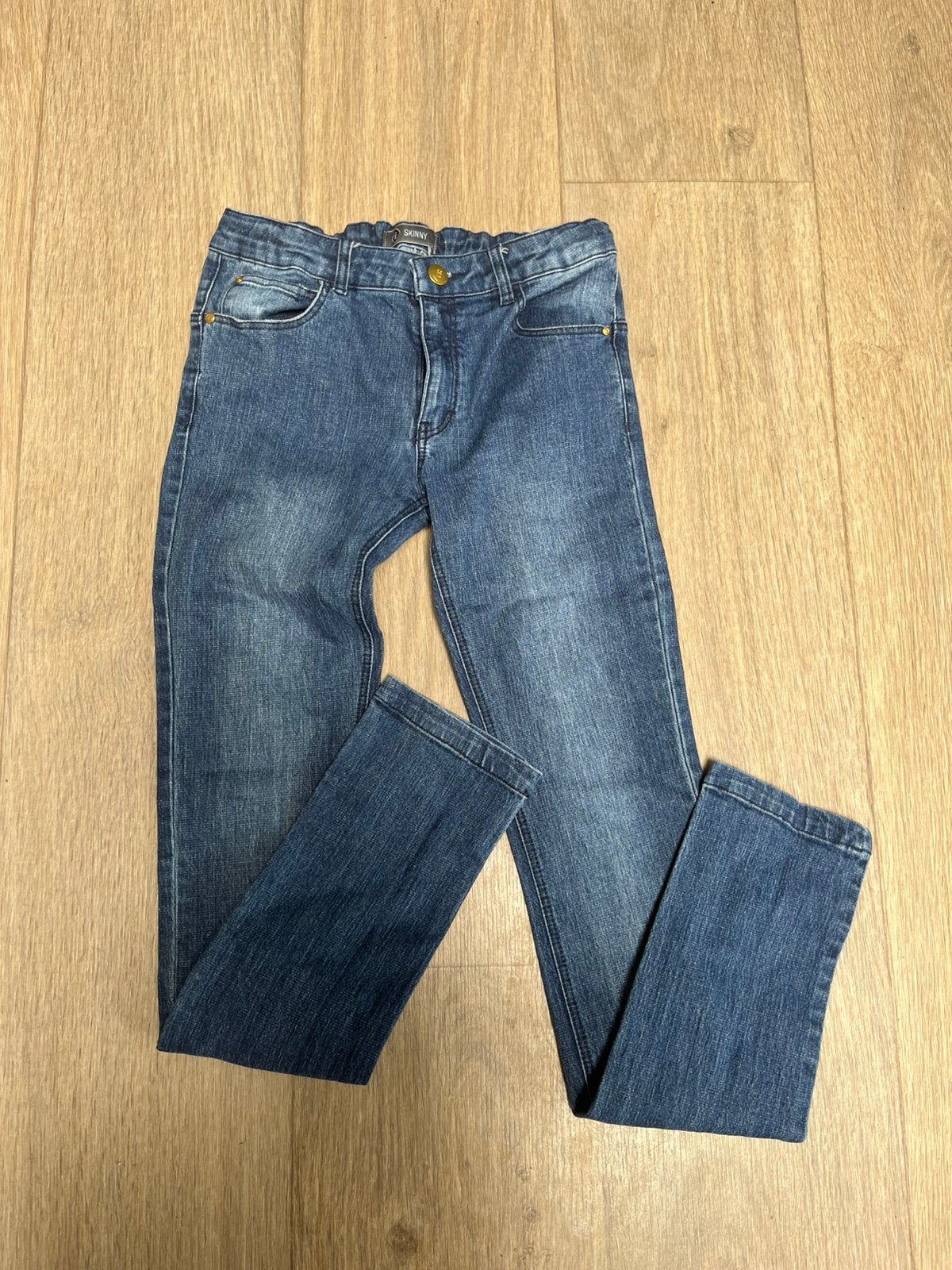 Jeansbroek laag 152 met verstelelastieken, Ophalen of Verzenden, Zo goed als nieuw