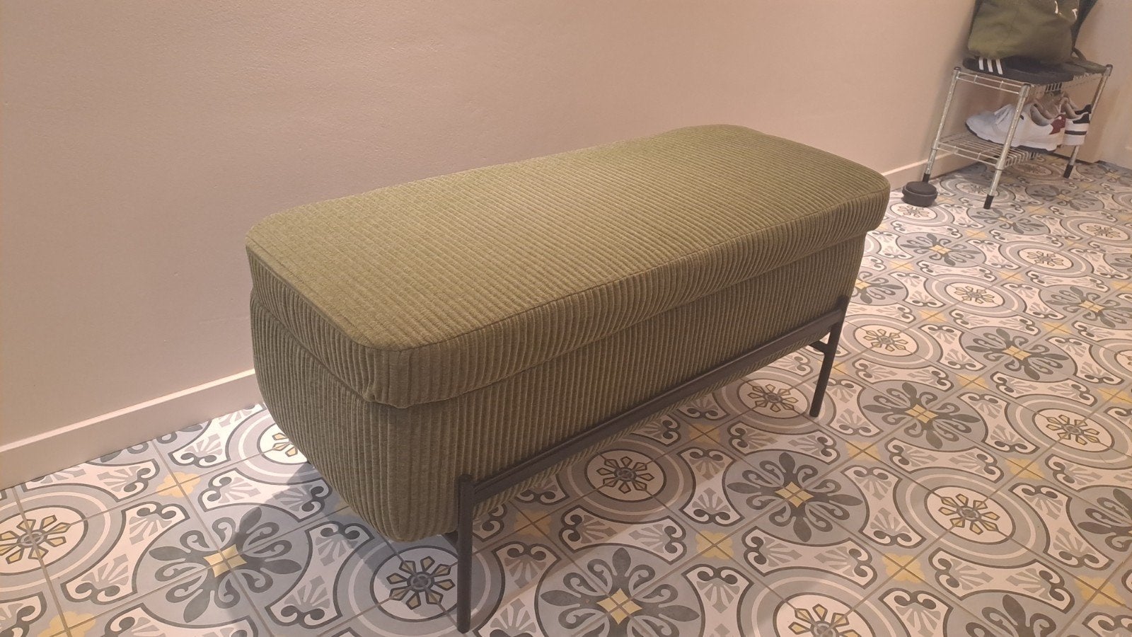 Groene bank met opbergruimte IKEA Valtorp, Ophalen
