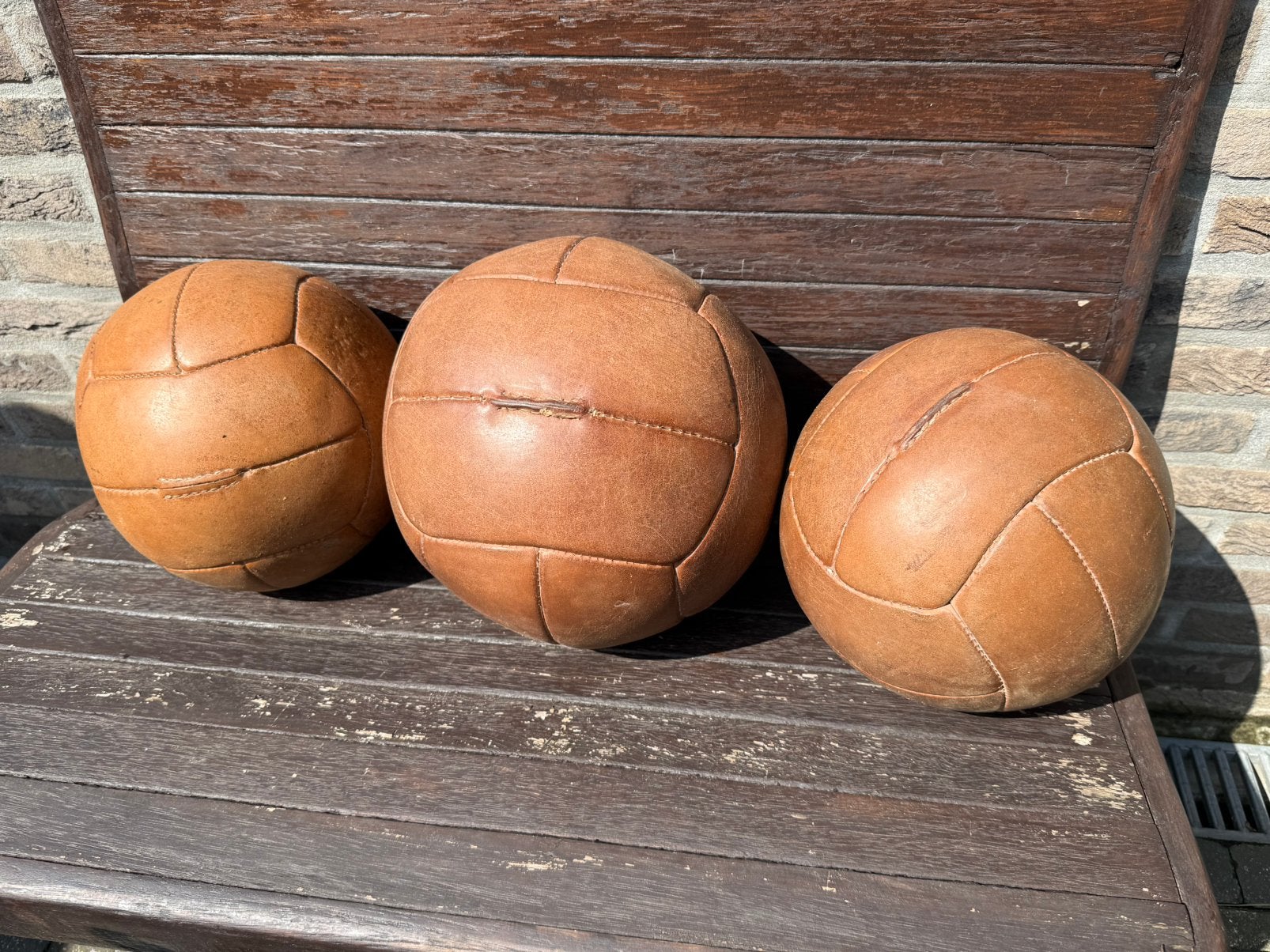 Vintage lederen Medicijnballen in top staat, Ophalen of Verzenden