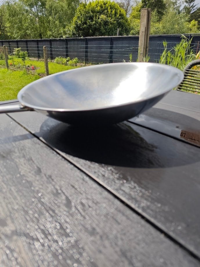 Demeyere wokpan - bolle onderkant - 38cm diameter, Huis en Inrichting, Keuken | Potten en Pannen, Ophalen, Gebruikt, Demeyere