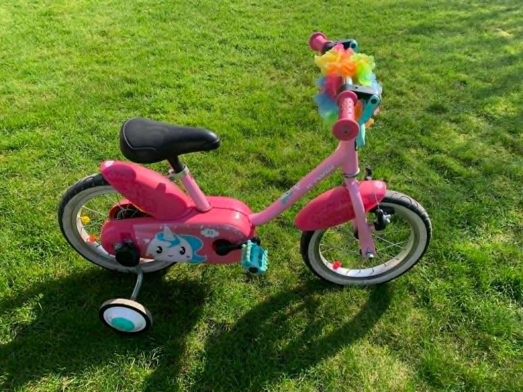 fiets BTWIN - kinderfiets - meisjesfiets Unicorn 500/14 inch, Enlèvement, Stabilisateurs