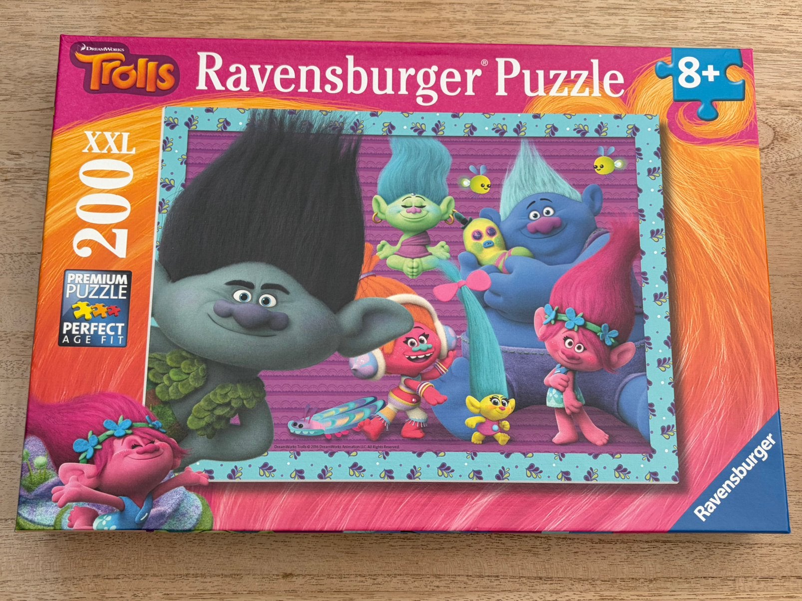 Puzzel - Ravensburger - 200 stukken - Trolls, Enlèvement ou Envoi, Plus de 50 pièces, Comme neuf, 6 ans ou plus