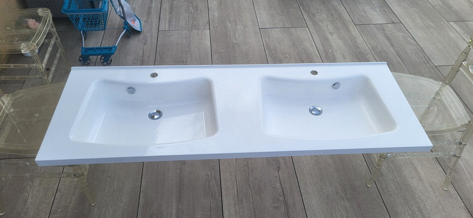Composiet spoelbak met dubbele wastafel van 1,5 m, Huis en Inrichting, Ophalen, Gebruikt