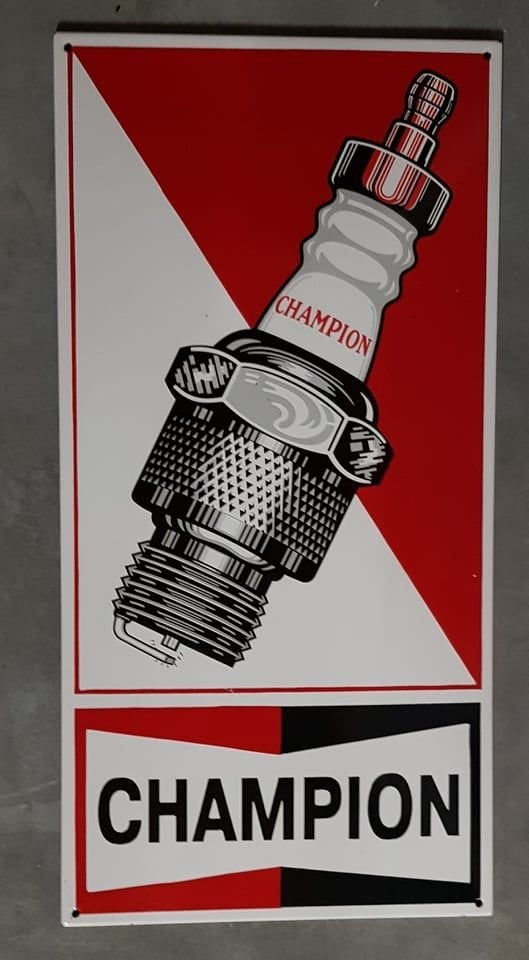 Champion bougie emaillen reclamwe bord USA garage showroom, Ophalen of Verzenden, Zo goed als nieuw, Reclamebord