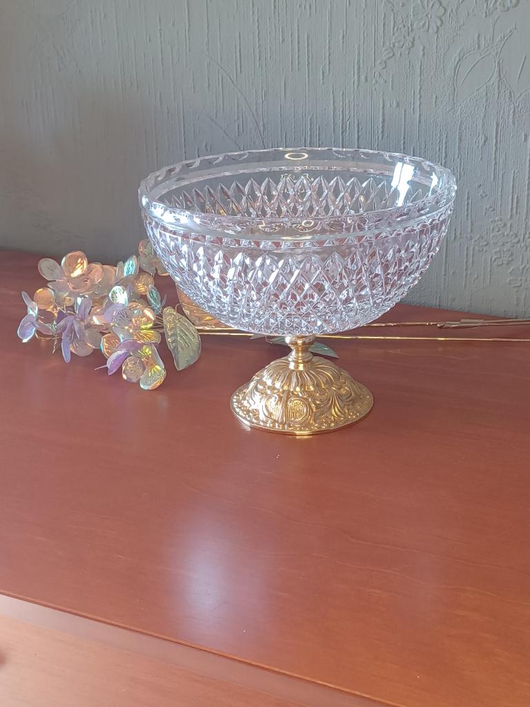 Retro Hollywood Regency Kristallen Tazza Goud, Ophalen of Verzenden