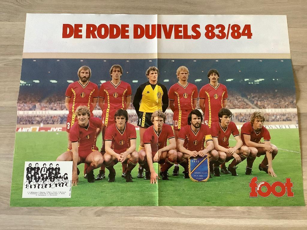 Grote poster Rode Duivels 1983-1984, Verzamelen, Ophalen of Verzenden, Zo goed als nieuw, Poster, Plaatje of Sticker