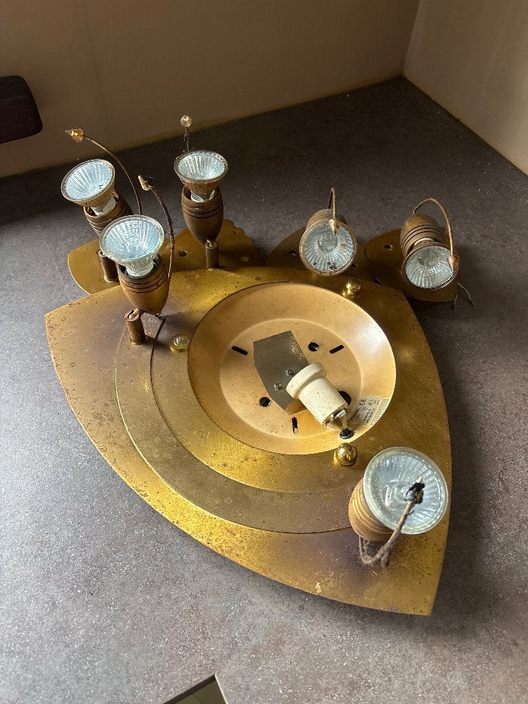 Vintage messingkleurige verlichting, Ophalen, Gebruikt
