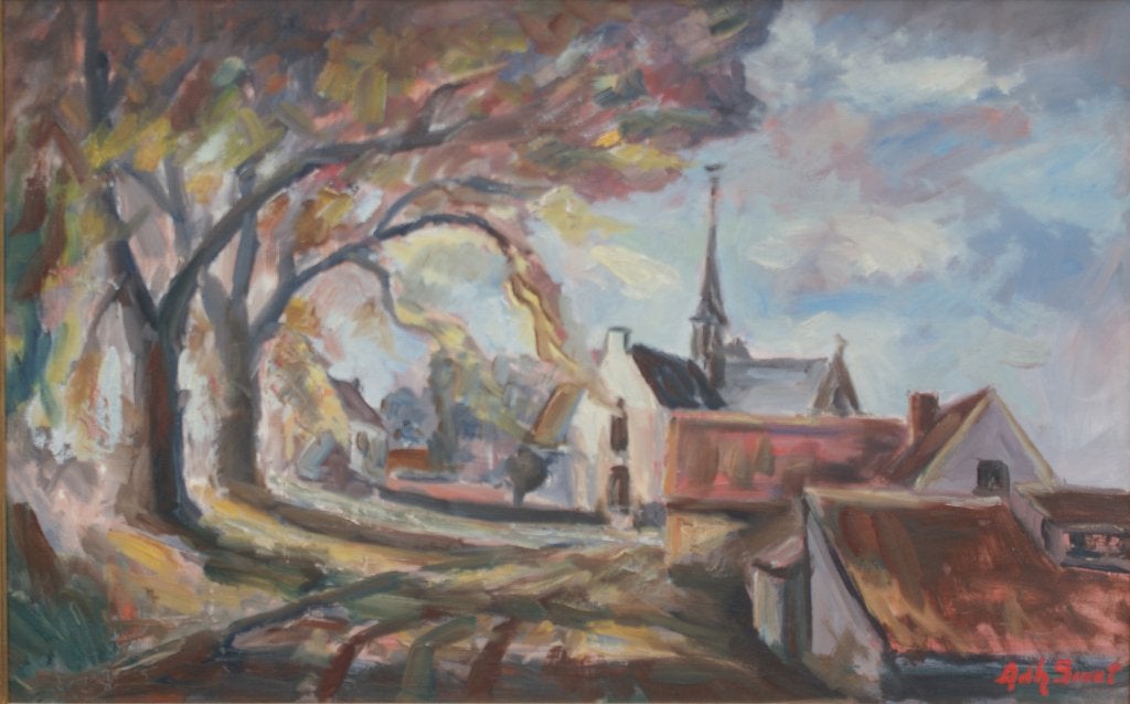 Adhemar Smet (1920-1994): Vlassenbroek (O/D, 106 x 76 cm), Enlèvement ou Envoi, Signé