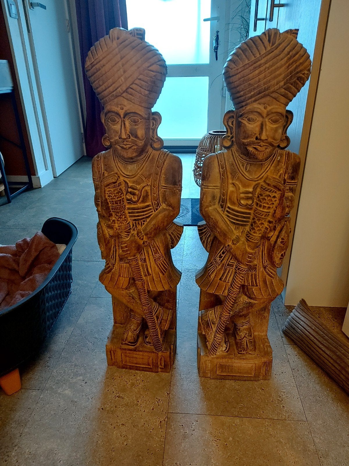 2 houten bewakers van Rajasthan India, Antiek en Kunst, Antiek | Woonaccessoires, Ophalen