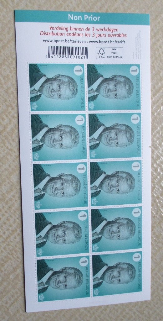 1 boekje 10 x nummer 1 non prior koning filip 2025, Koninklijk huis, Frankeerzegel, Ophalen of Verzenden, Zonder stempel