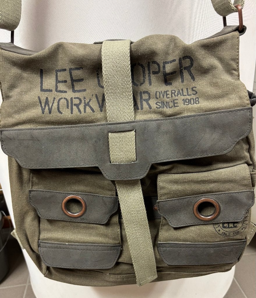 Sac Besace vintage Lee Cooper workwear look utilitaire, Ophalen, Gebruikt, Groen, Overige merken